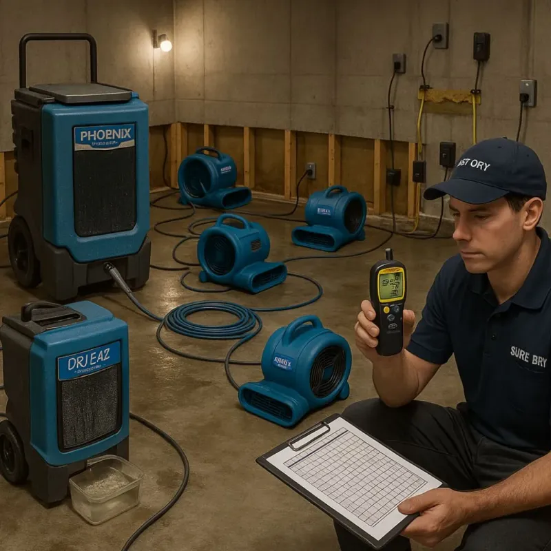 Structural Drying and Dehumidification process in Monroe, WI